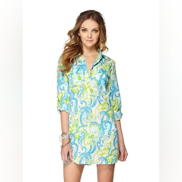 Lilly Pulitzer Womens Captiva Cover Up Tunic Resort White Crystal Coast - Picture 1 of 3